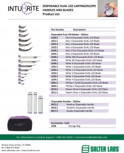 Lateral Medical Anaesthetics Critical Care - Airway Management IntuBrite Dual LED Disposable Laryngoscopes Product List Downloadable Brochure PDF